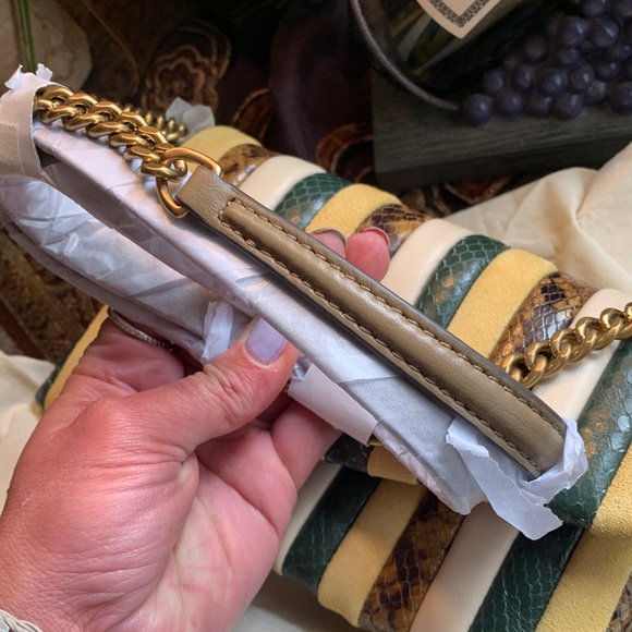 Authentic TORY BURCH Napa leather/Snakeskin/Suede turnlock flap Crosby - Picture 7 of 16